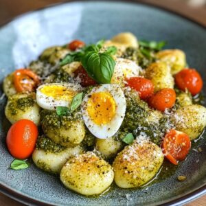 Gnocchis Pesto Huevos