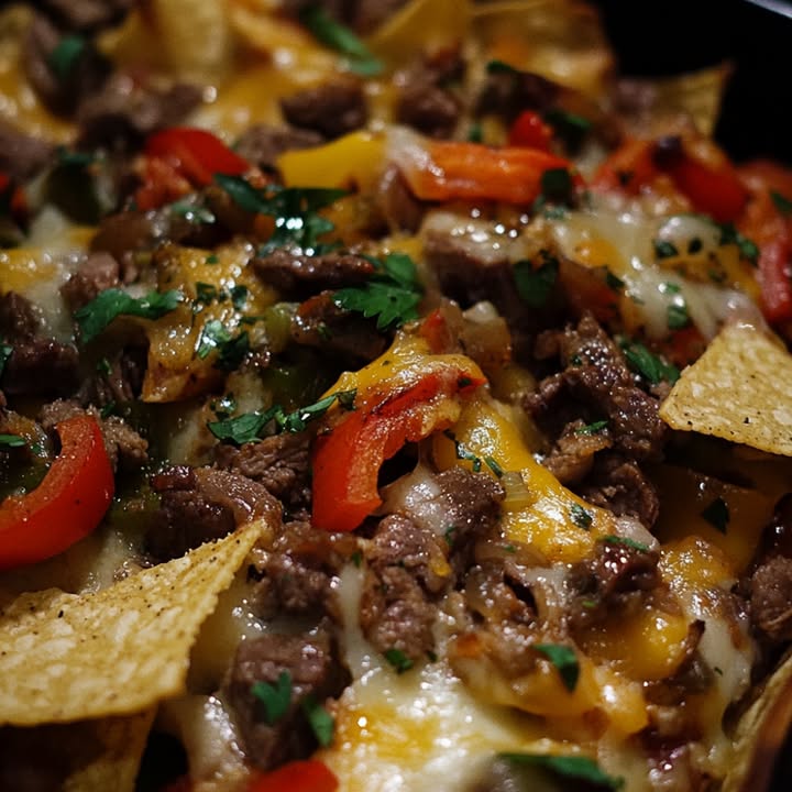 Nachos con carne y vegetales