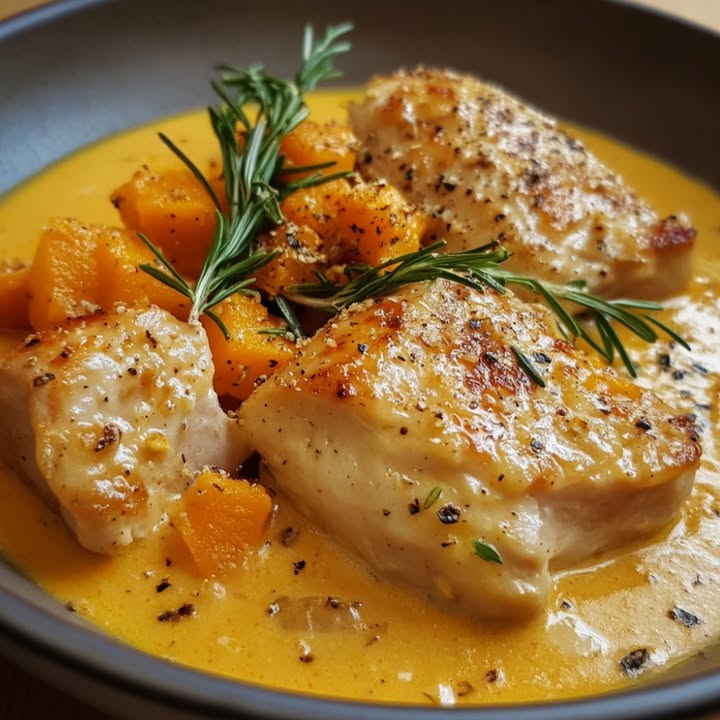 Descubre cómo preparar pollo con salsa cremosa de calabaza. Una receta deliciosa y fácil con ingredientes sencillos. ¡Impresiona a tus invitados!