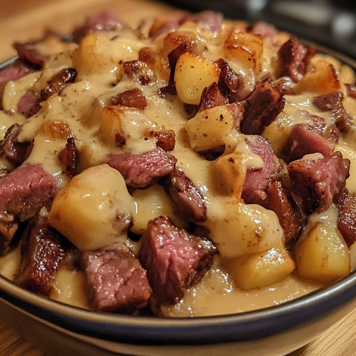 Descubre cómo hacer la auténtica Poutine familiar con smoked meat. Receta fácil con frites, smoked meat, queso en grano y salsa marrón. ¡Irresistible!