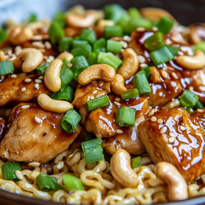 Descubre cómo preparar un delicioso salteado de ramen con pollo, miel y anacardos. Receta fácil y rápida, ¡ideal para amantes de la comida asiática!