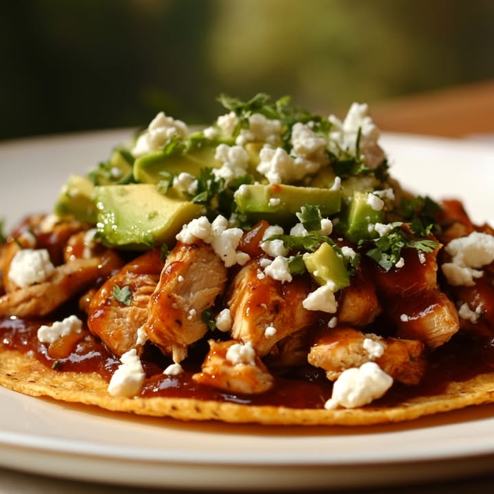 Tostadas Pollo Barbacoa Feta