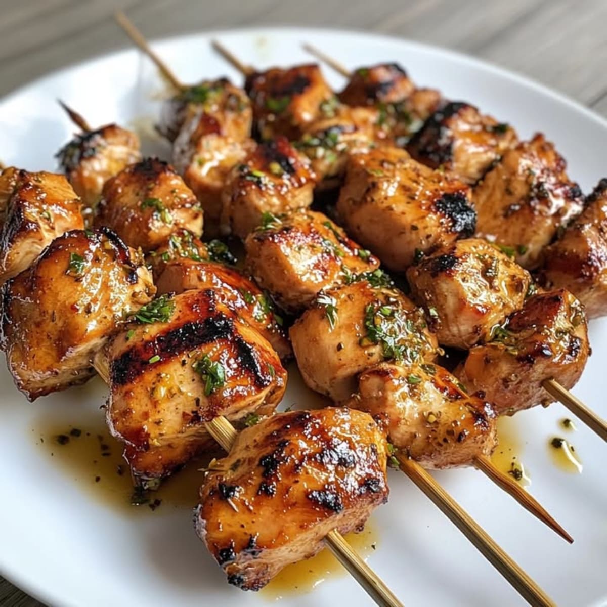 Brochetas Pollo Miel y Ajo.