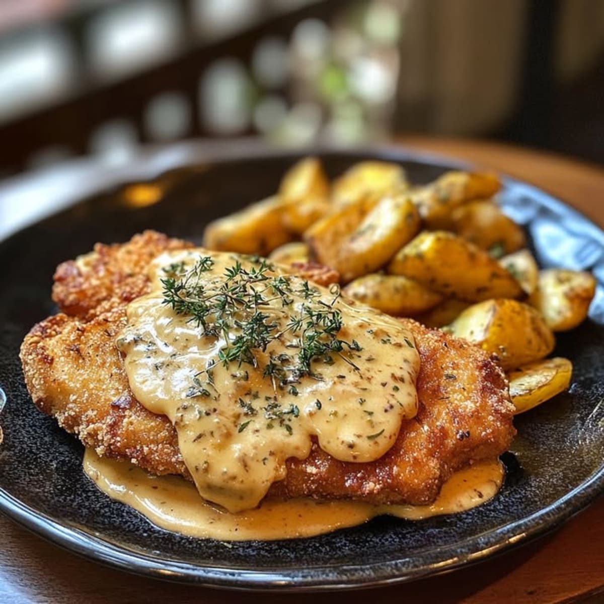 Escalope sabrosa y crujiente.