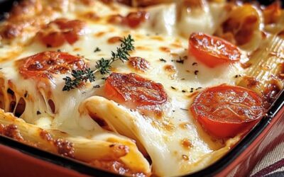 ¡Disfruta de un Irresistible Gratinado de Pasta con Tres Quesos y Tomates! 🧀