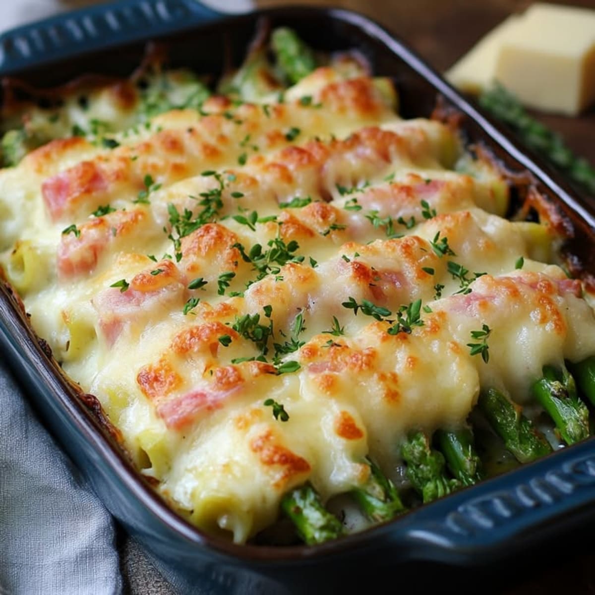 Gratinado de espárragos sabroso