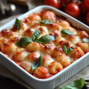 Gratinado de gnocchi sabroso.