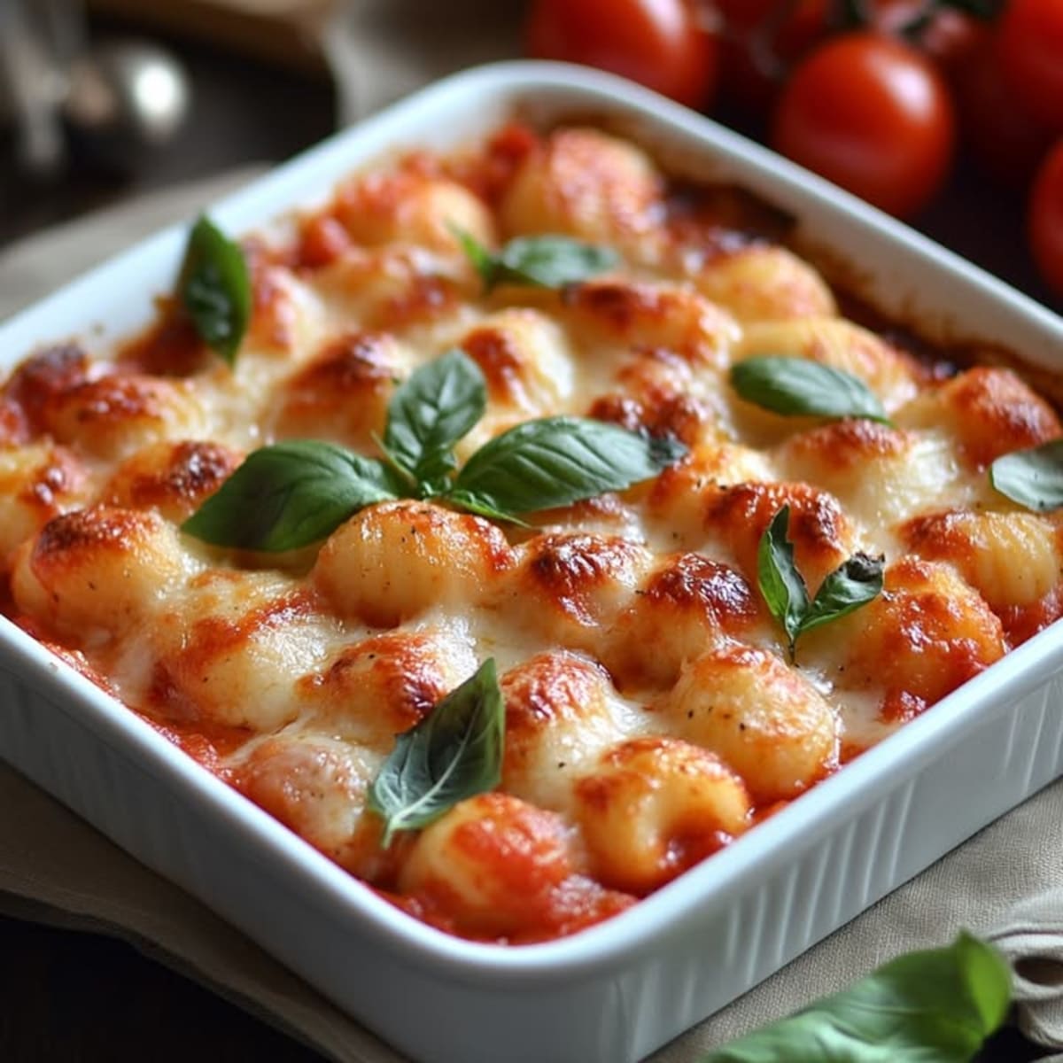 Gratinado de gnocchi sabroso.