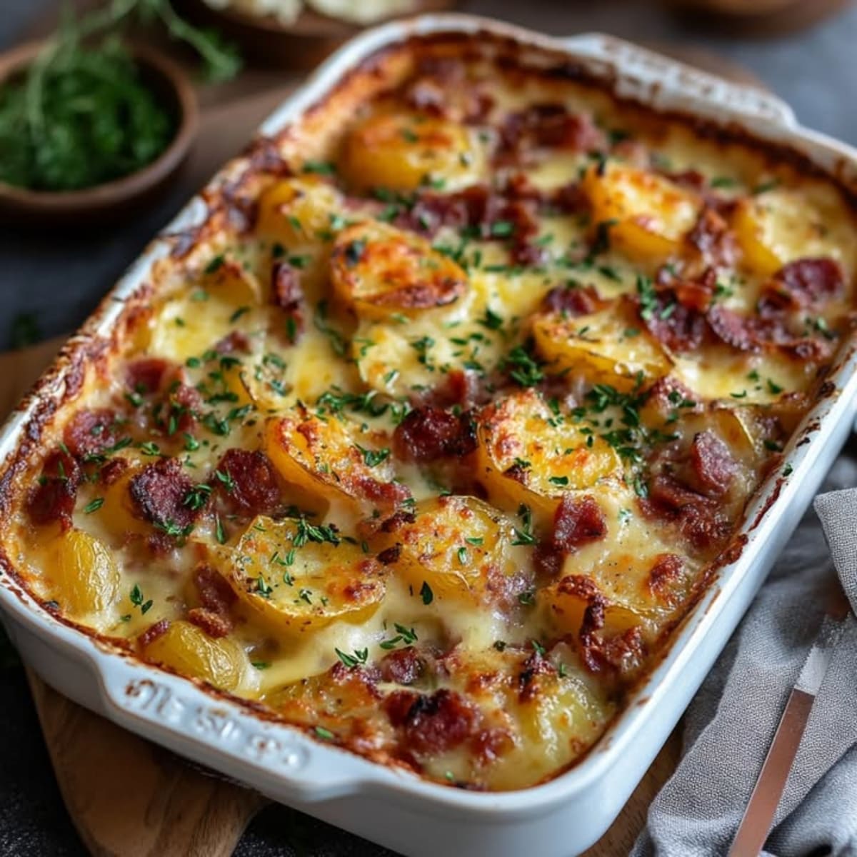 Patatas Gratinadas con Chorizo