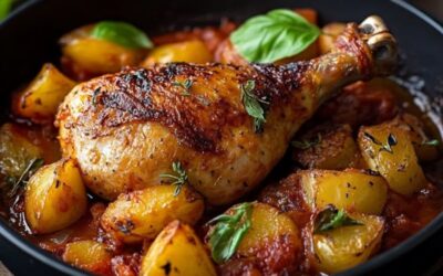 Saborea el poderoso Pollo con Pimientos y Patatas Tiernas en Salsa de Tomate: una explosión de sabor para compartir en familia