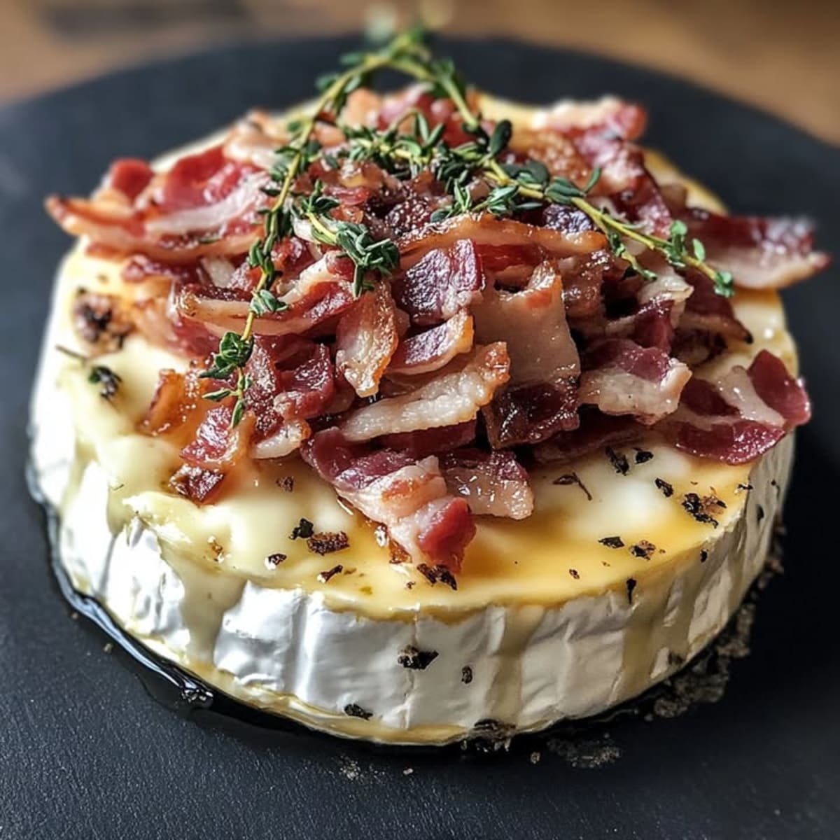 Queso camembert tocino crujiente