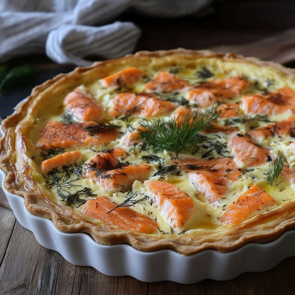 Quiche puerros salmón gourmet.