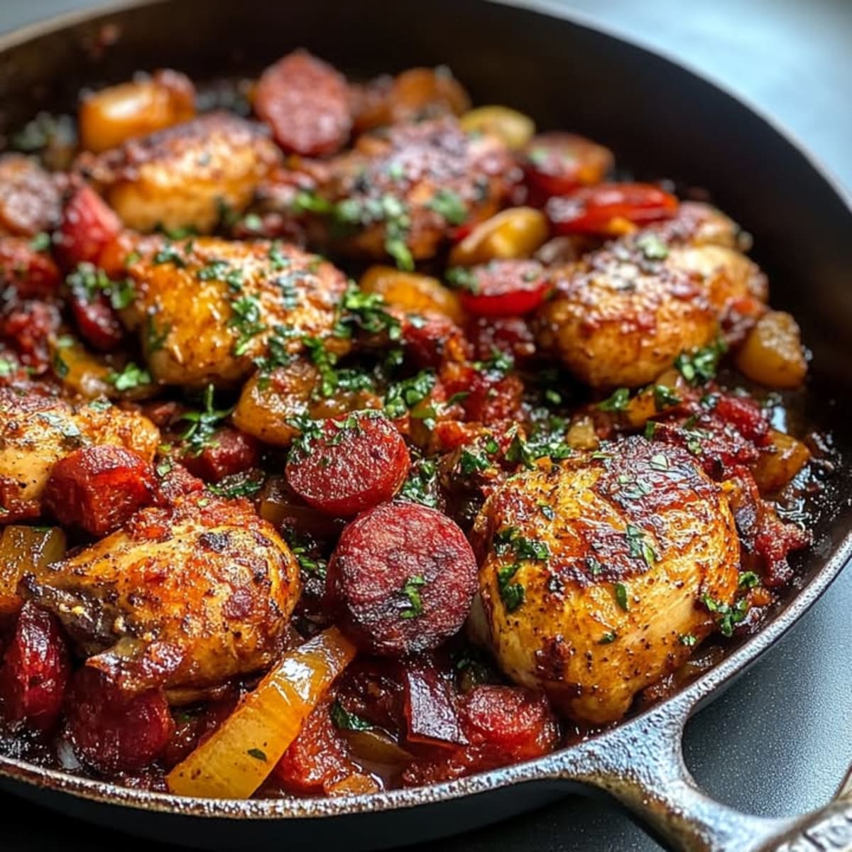 Salteado de pollo chorizo perfecto