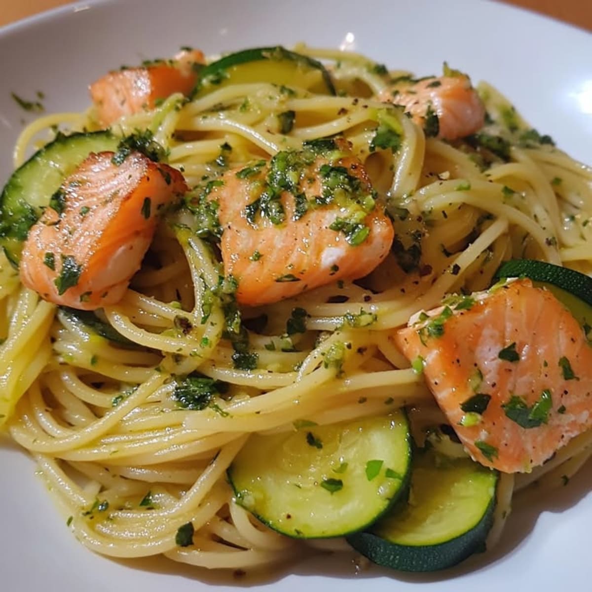 Spaghetti Sofisticado con Salmón.