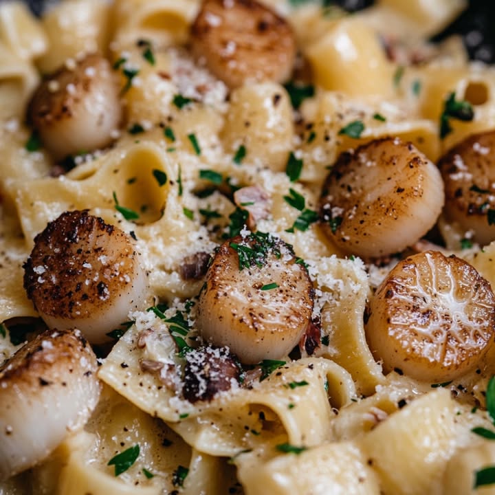 Tagliatelles cremosas con vieiras