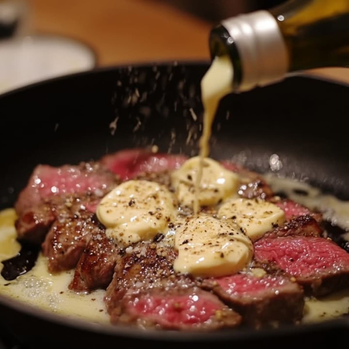 Filete con salsa de vino y queso crema