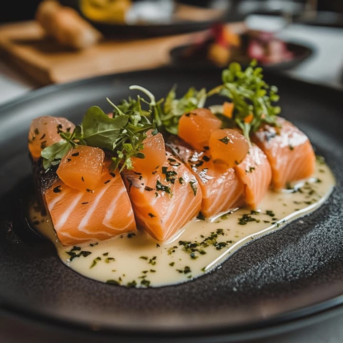 Salmón con Crema Ciboulette.