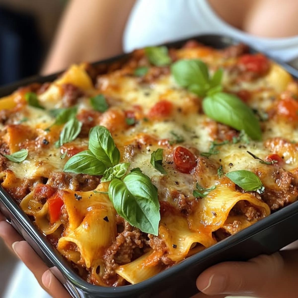 Barqueta de pasta con albóndigas