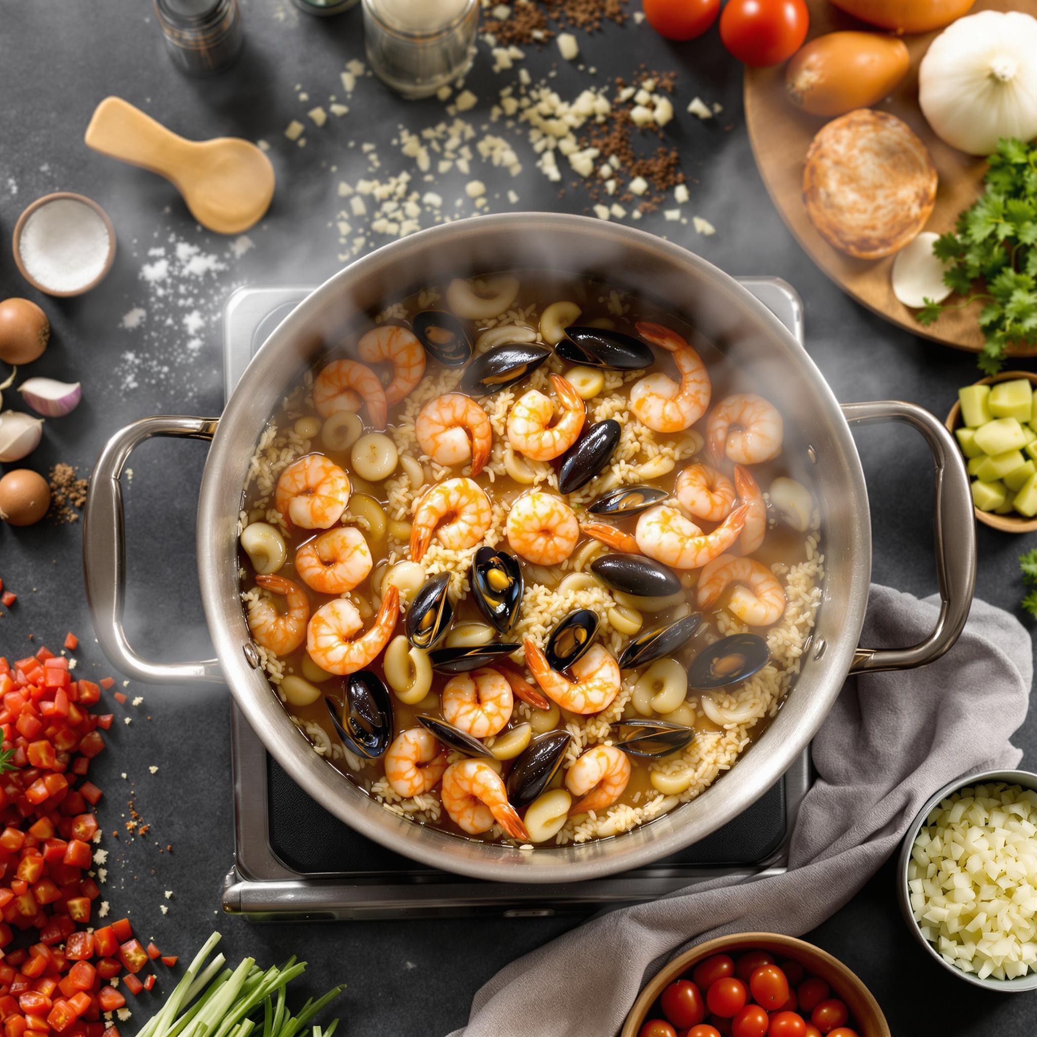 Cazuela de mariscos con arroz