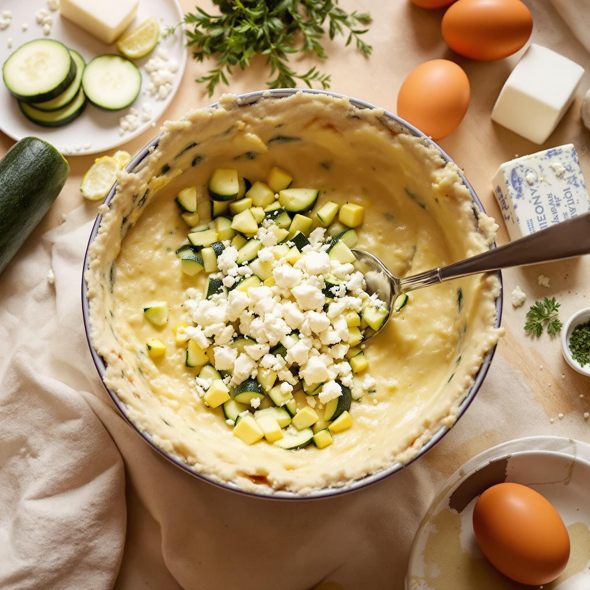 Clafoutis de calabacín y queso feta