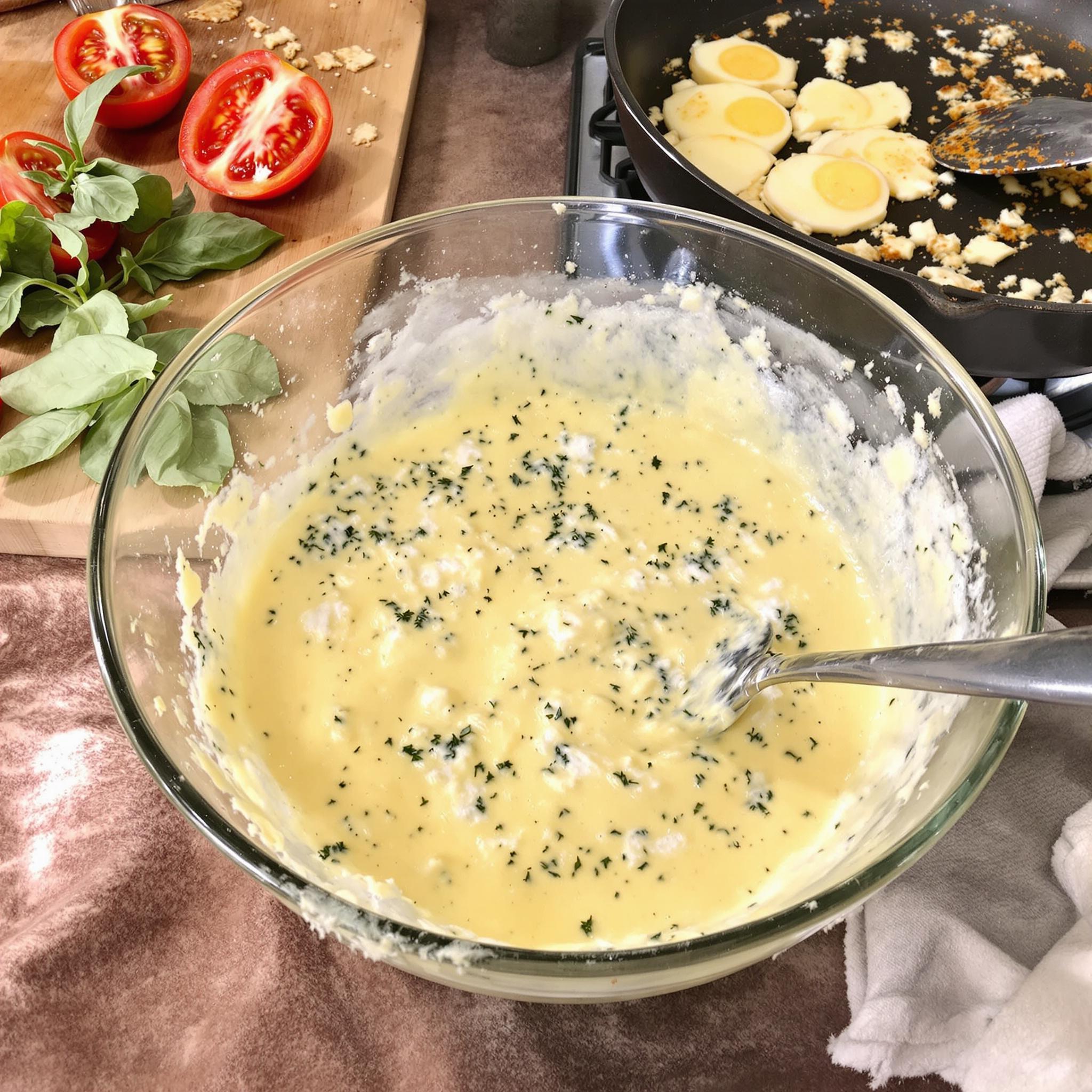 Clafoutis de tomate y albahaca