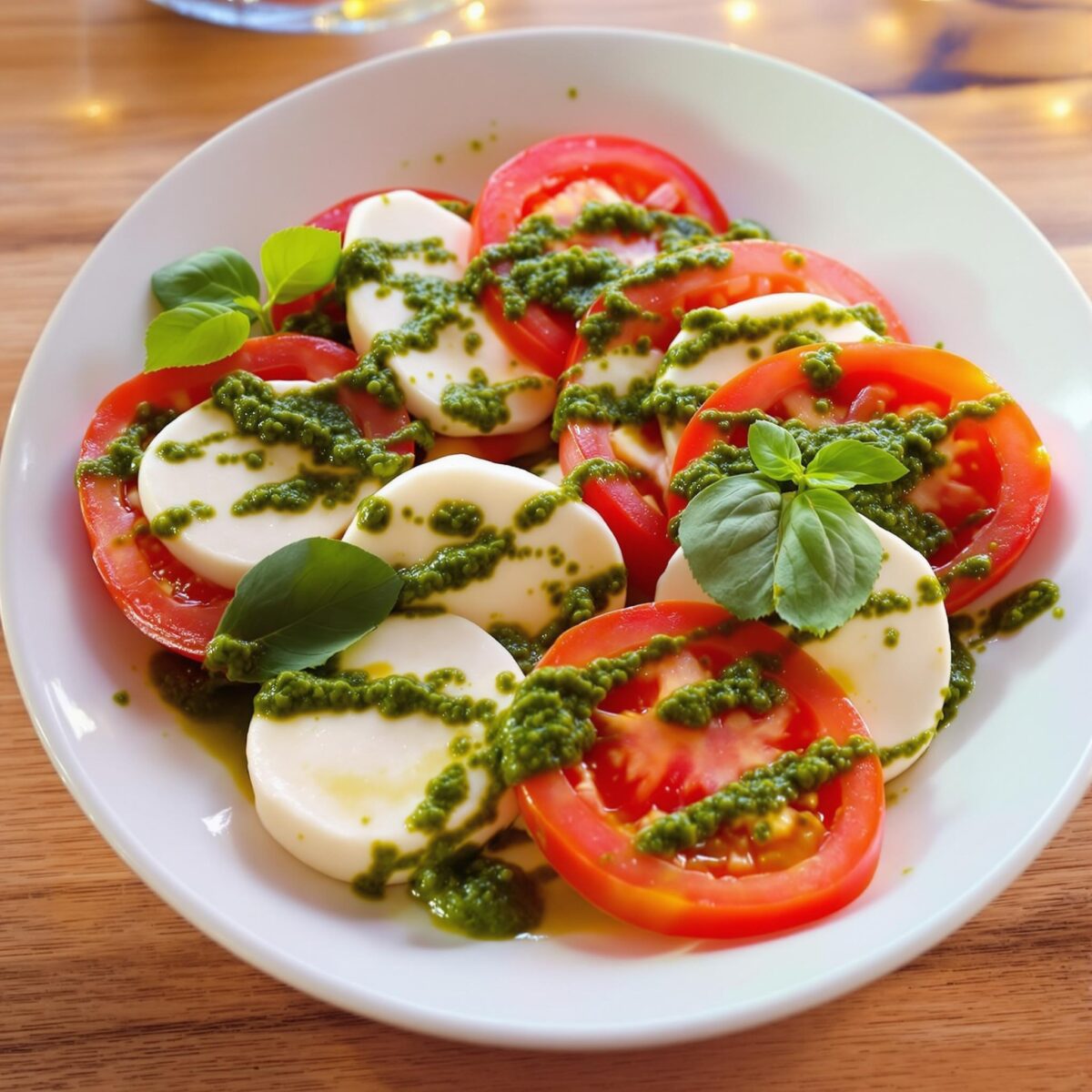 Ensalada caprese con pesto casero