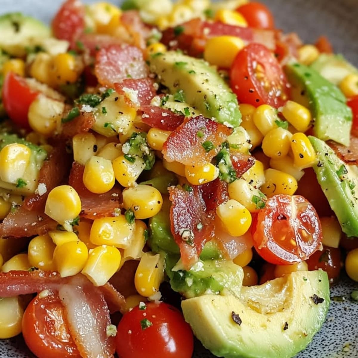 Ensalada de Maíz con Aguacate y Tocino