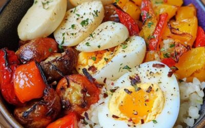 Descubre la Receta Explosiva: Bowls con Huevos Semi-Cocidos, Verduras Asadas y Arroz de Coliflor