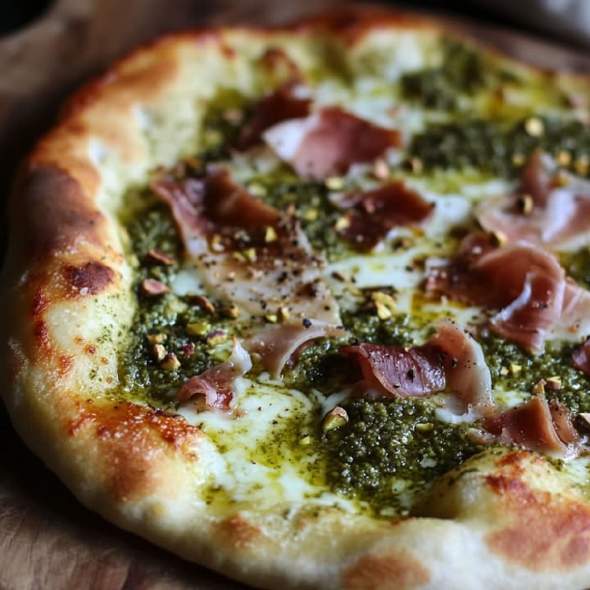 Pizza pistacho prosciutto