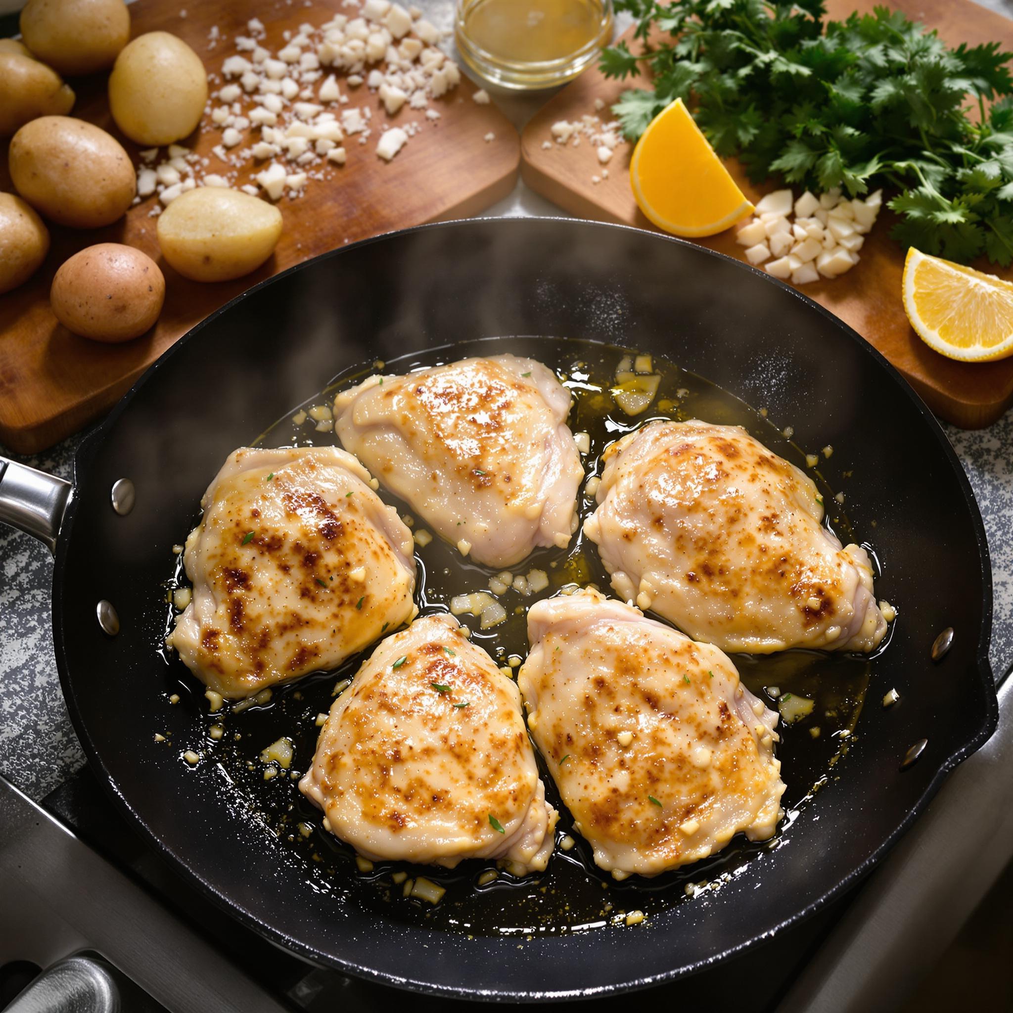 Pollo al ajillo con patatas