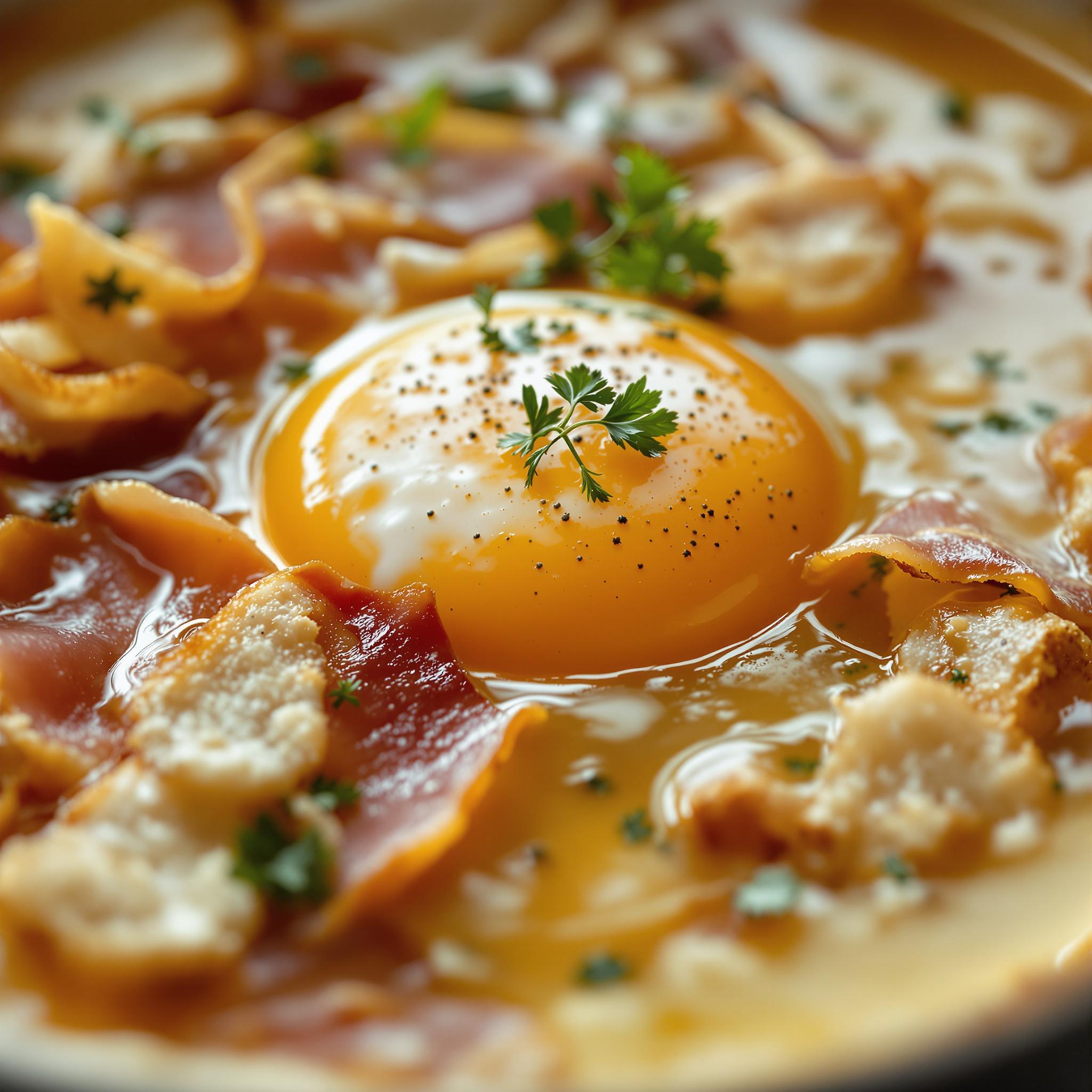 Sopa castellana con jamón y huevo