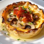 Clafoutis de setas y beicon crujiente
