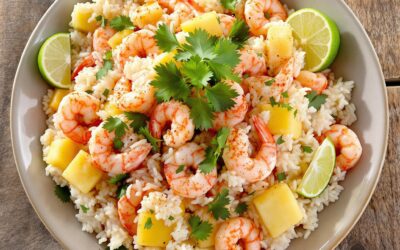 Ensalada de arroz con gambas y piña: delizia tropical!