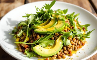 Ensalada de lentejas con aguacate y rúcula: ¡Delizia sana!