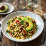 Ensalada de quinoa con aguacate y tomate seco