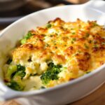 Gratinado de brócoli y coliflor con bechamel