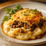 Pastel de carne y puré de patatas gratinado
