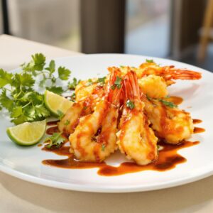 Gambas en tempura con salsa de soja