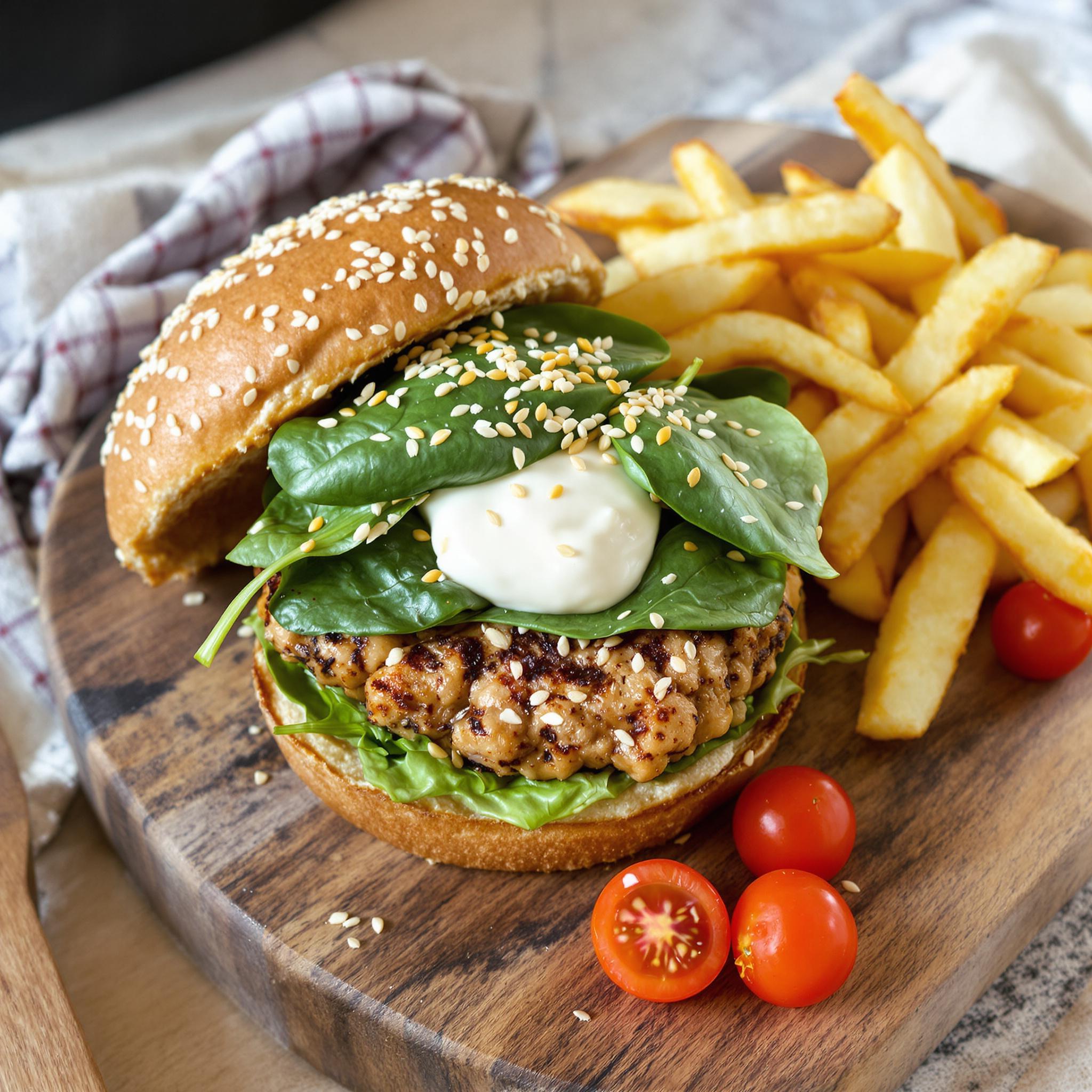 Hamburguesa de garbanzos y espinacas