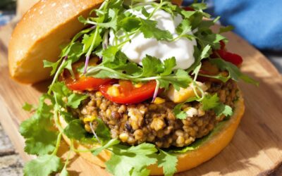 Hamburguesa de lentejas con pimientos asados: Un placer!