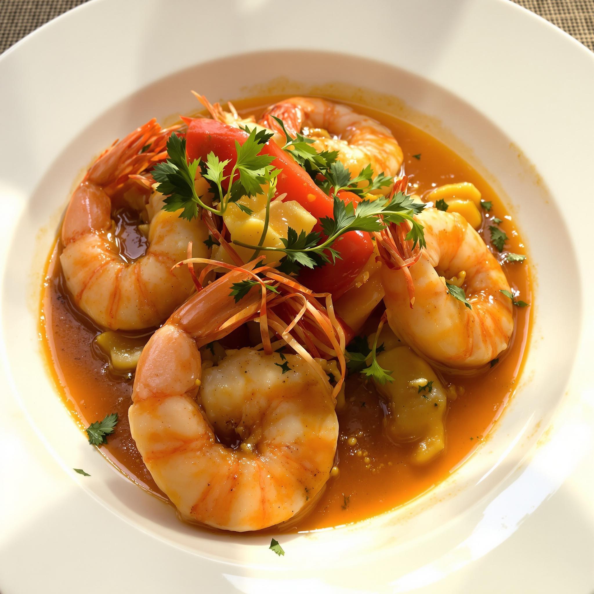 Langostinos al ajillo con vino blanco