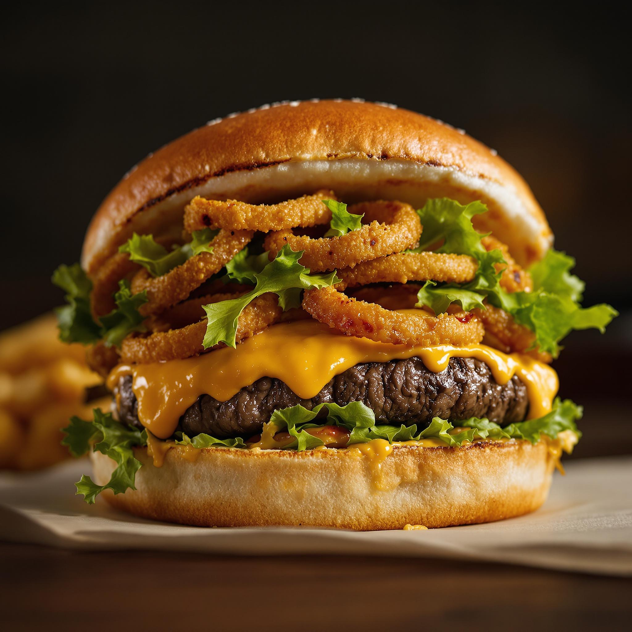 Hamburguesa de champiñones con cebolla crujiente