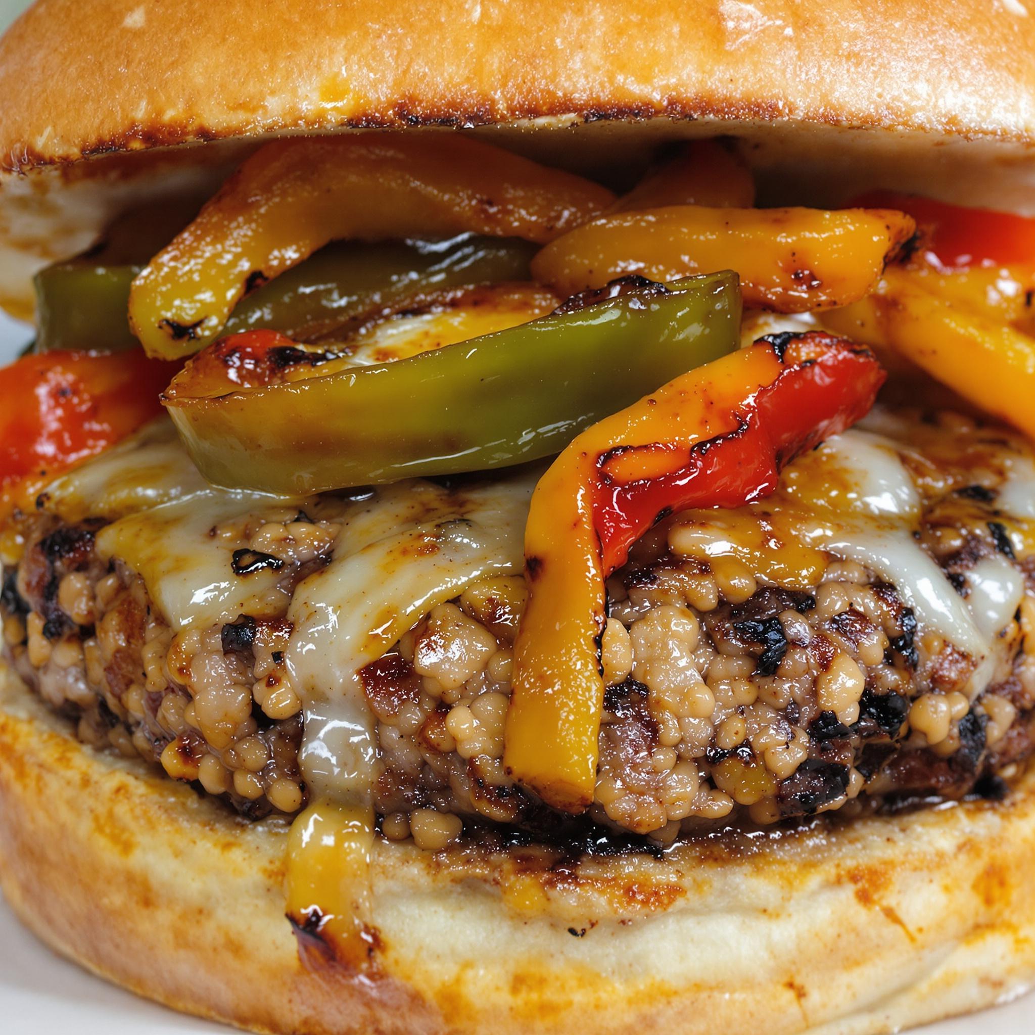 Hamburguesa de lentejas con pimientos asados