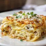 Lasaña de pollo con bechamel casera