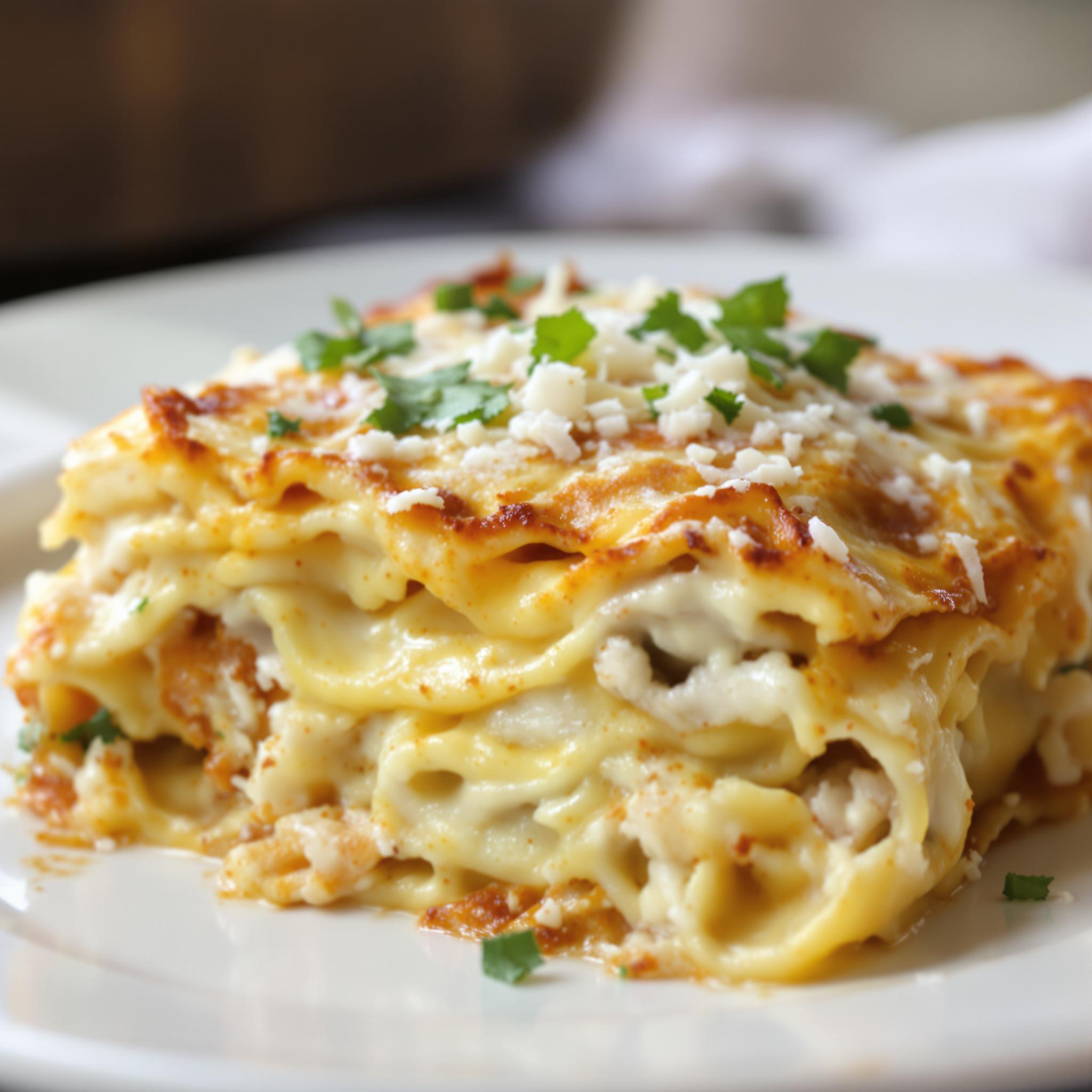 Lasaña de pollo con bechamel casera