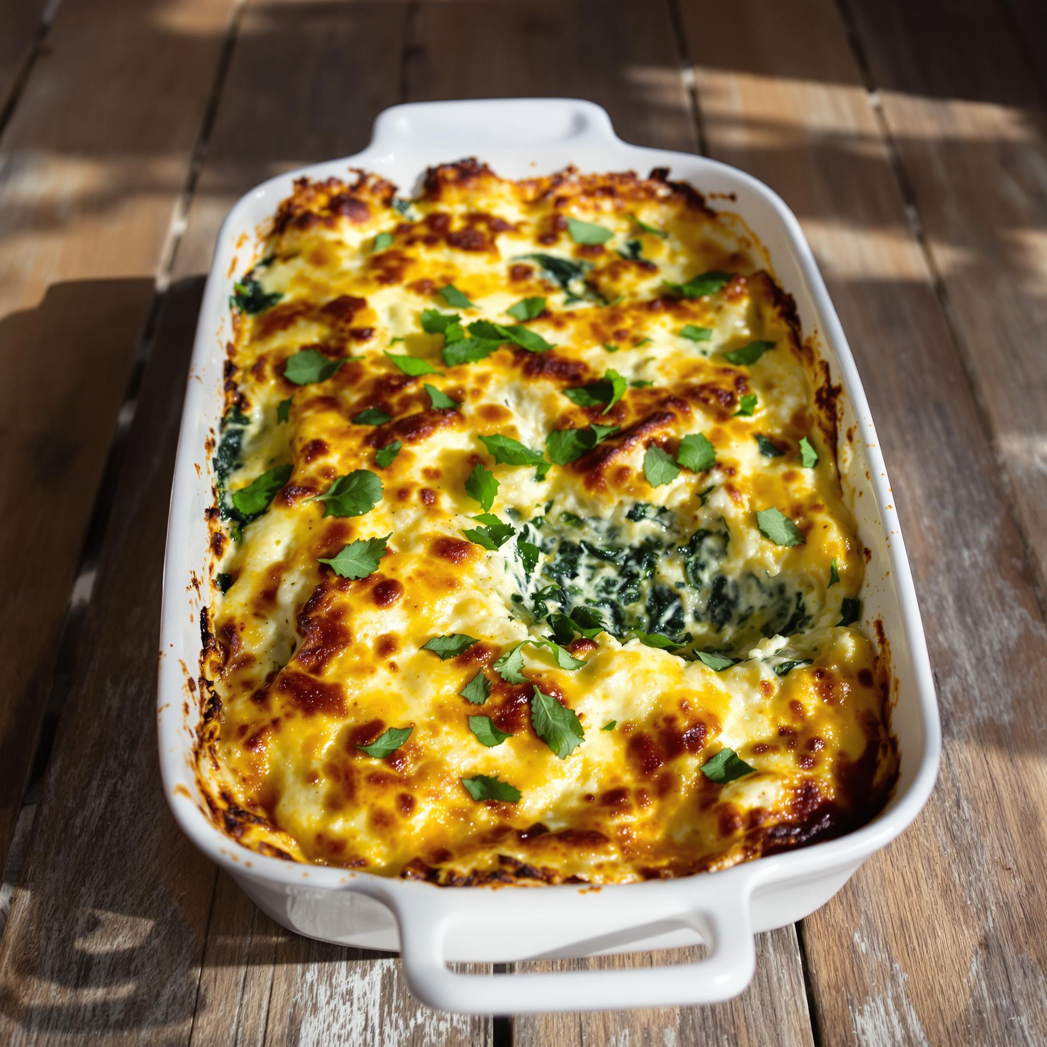 Pastel de espinacas y ricotta gratinado