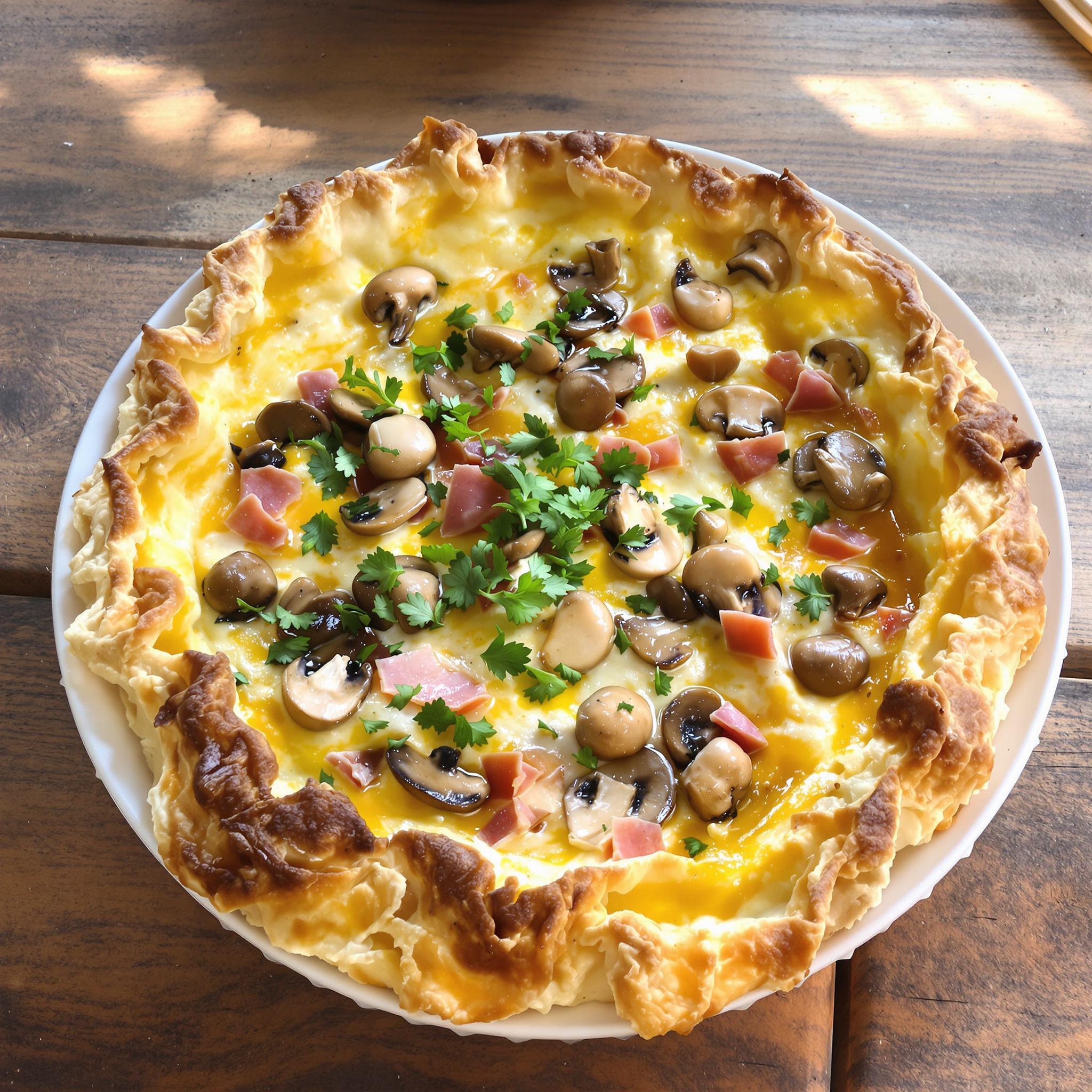 Quiche de champiñones y jamón serrano