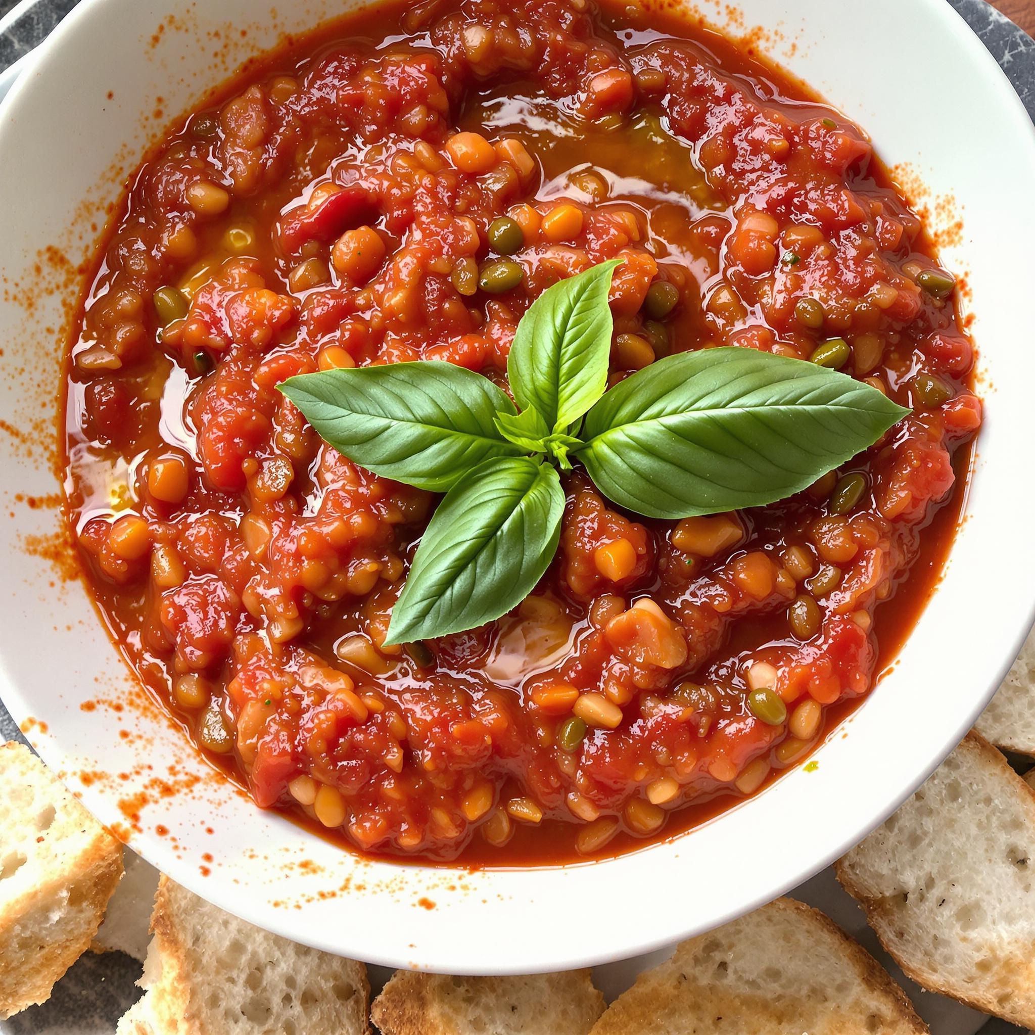 Salsa de tomate casera con albahaca