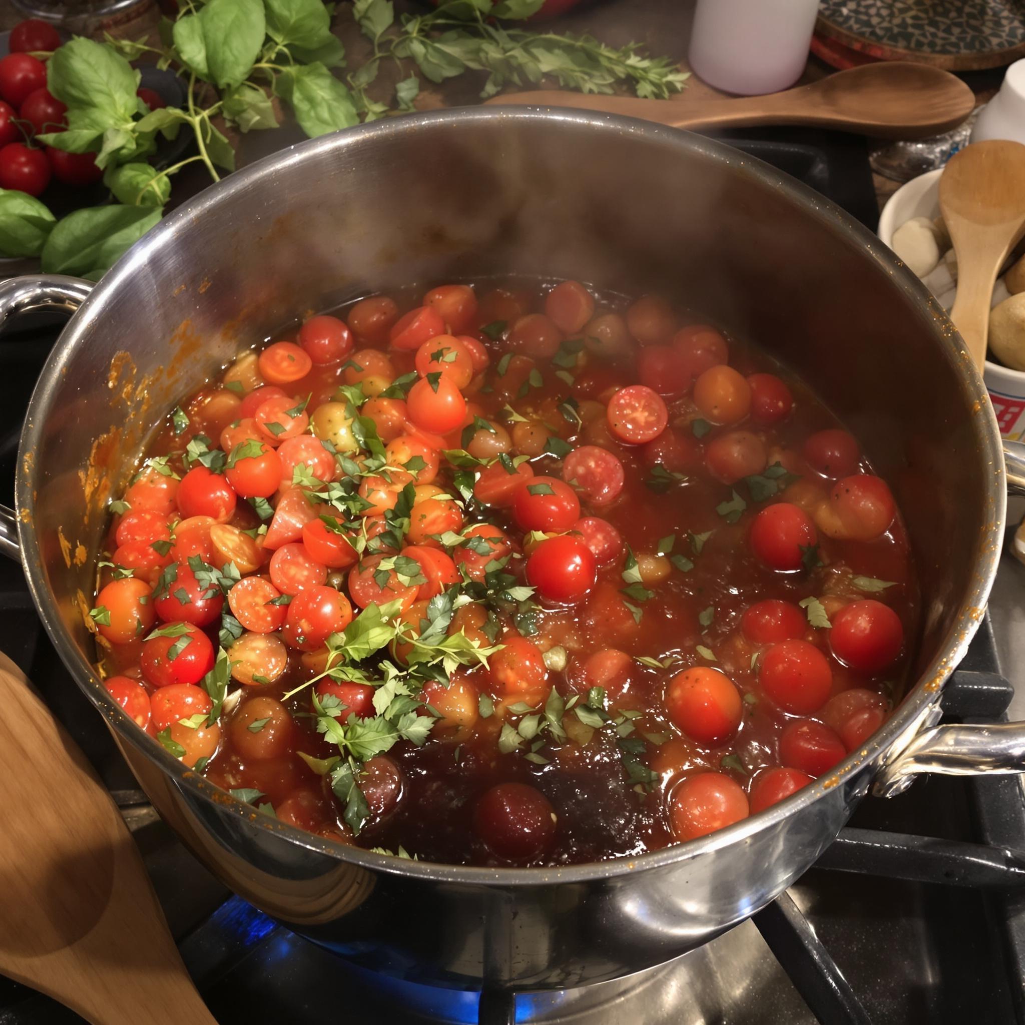 Salsa de tomate casera con albahaca