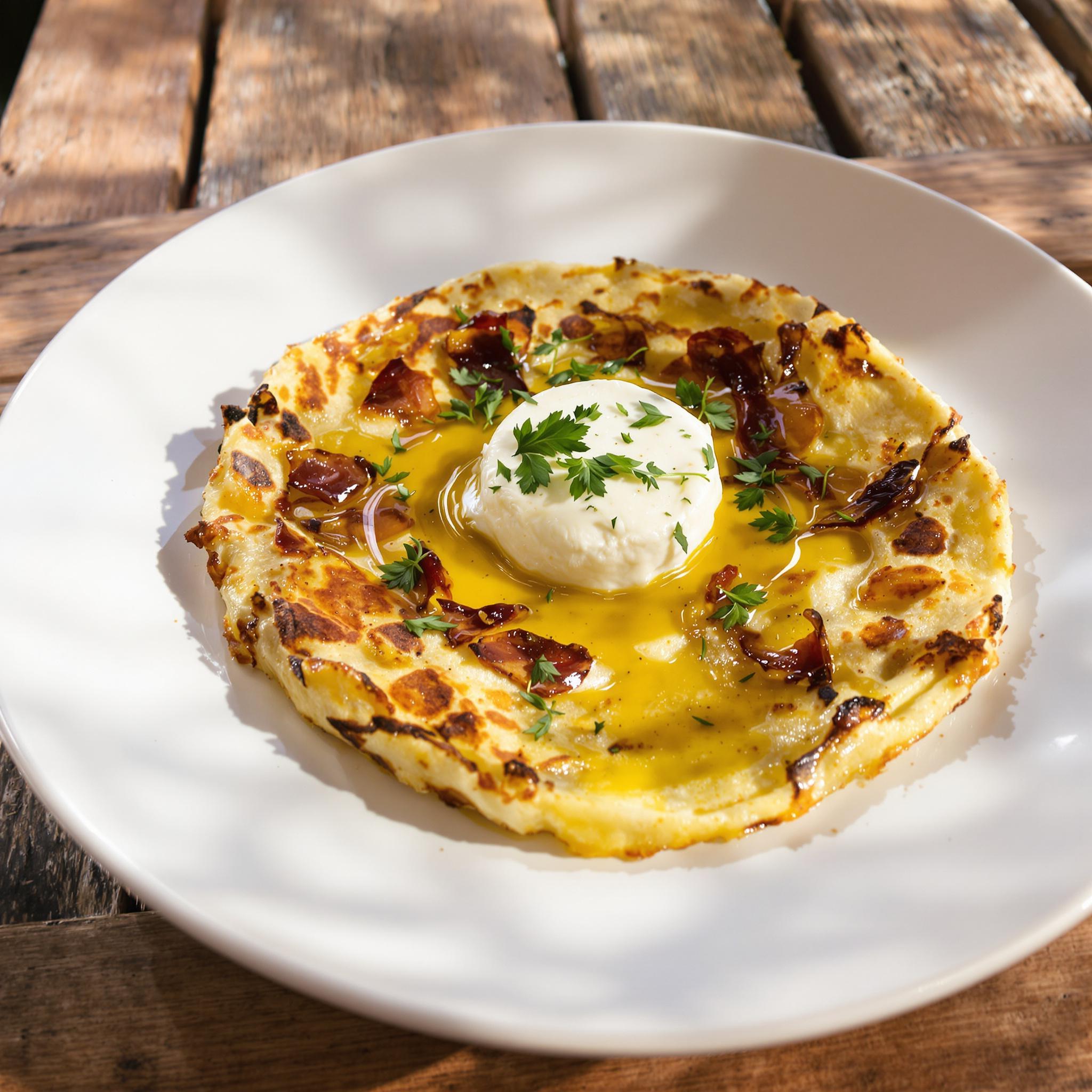 Tortilla de berenjena y queso de cabra